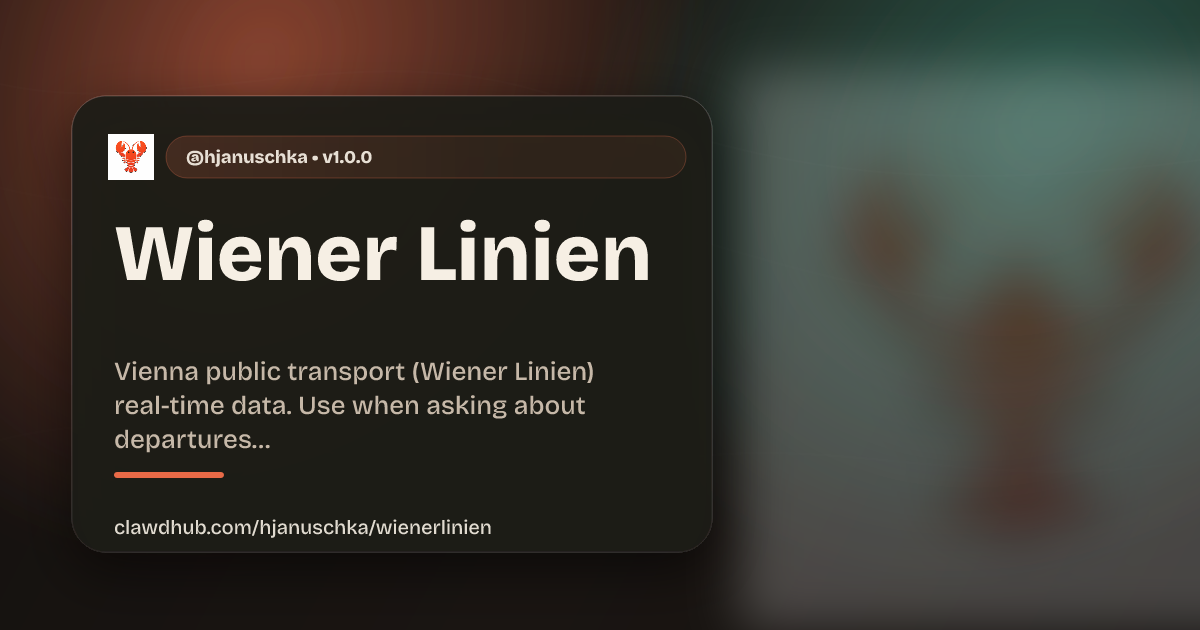 Wiener Linien skill on ClawdHub